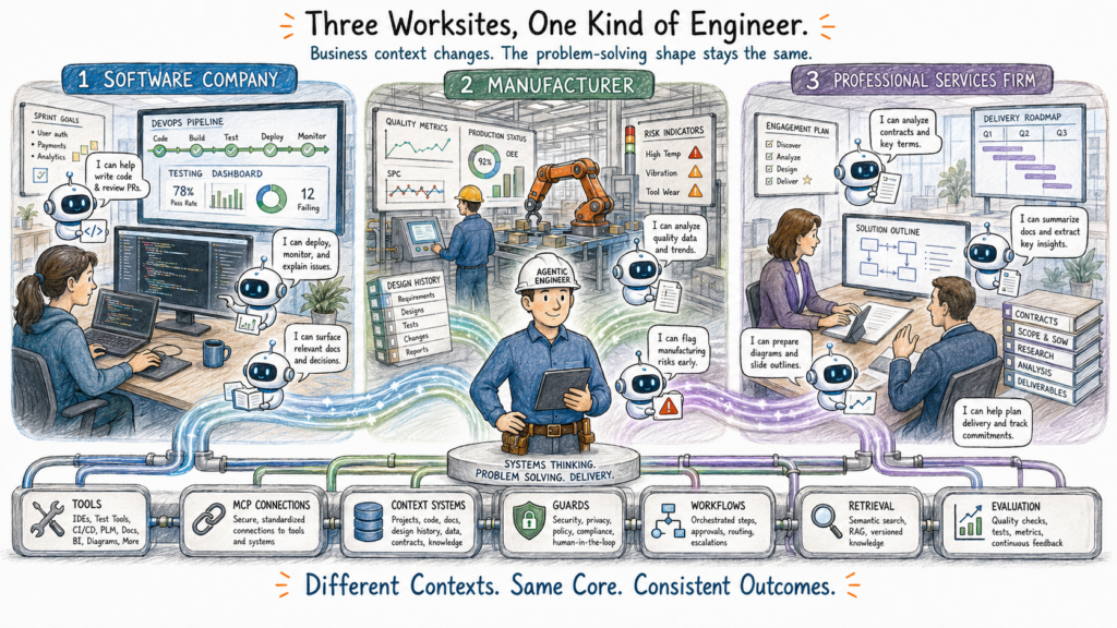 Agentic engineering in three different kinds of jobsites.